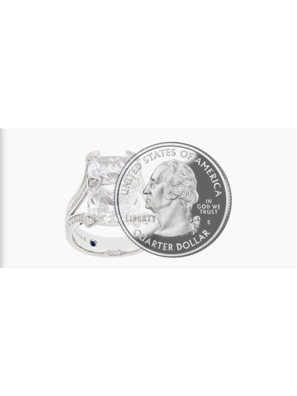 New Bella Luce Silver White Cubic Zirconia Platinve Ring 10 - Picture 3 of 9